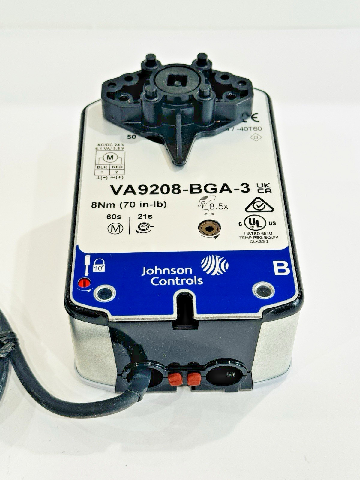 Johnson Controls VA9208-BGA-3 Electric Spring Return Valve Actuator, 24V