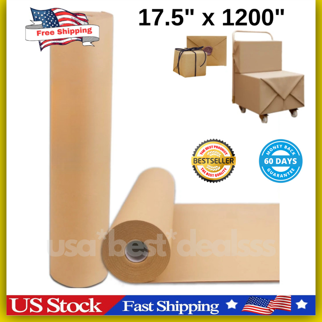 17.5″ x 1200” Brown Kraft Paper 50 lb Basis Thick Roll Packaging Shipping NEW**