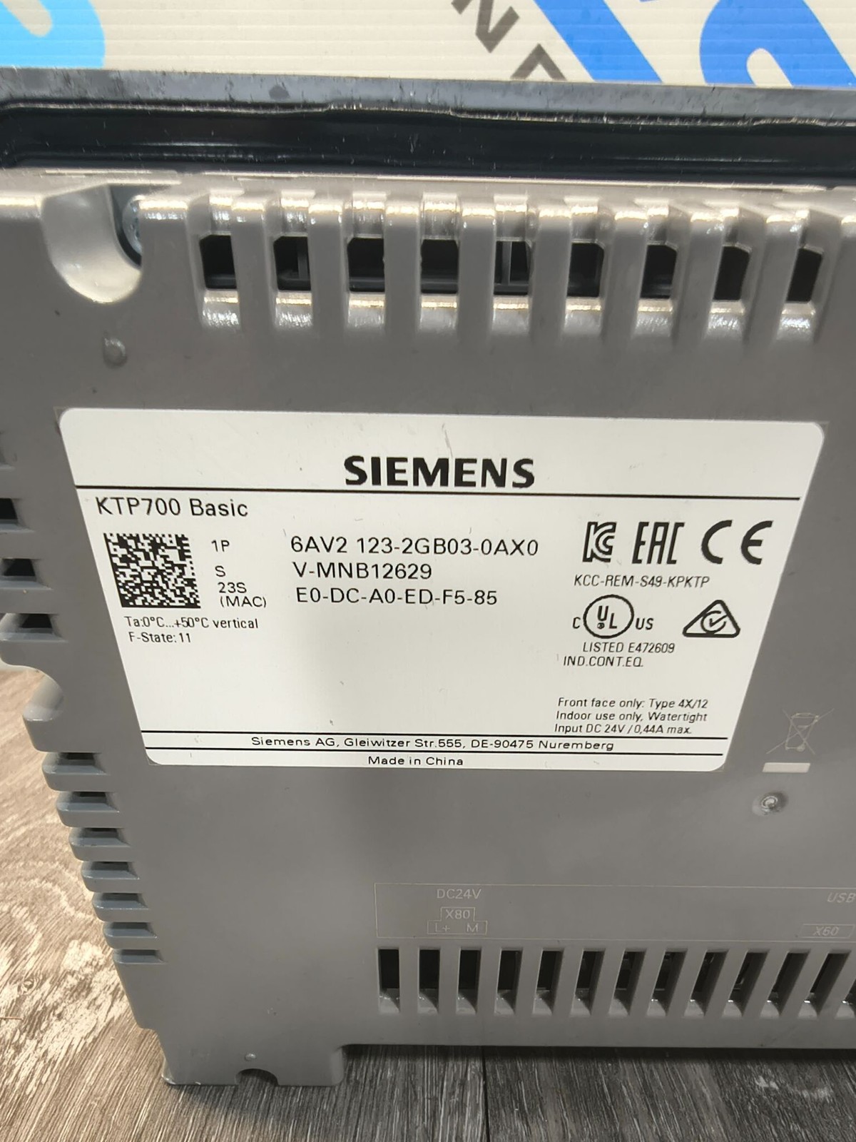 SIEMENS 6AV2 123-2GB03-0AX0 KTP700 BASIC TOUCH PANEL