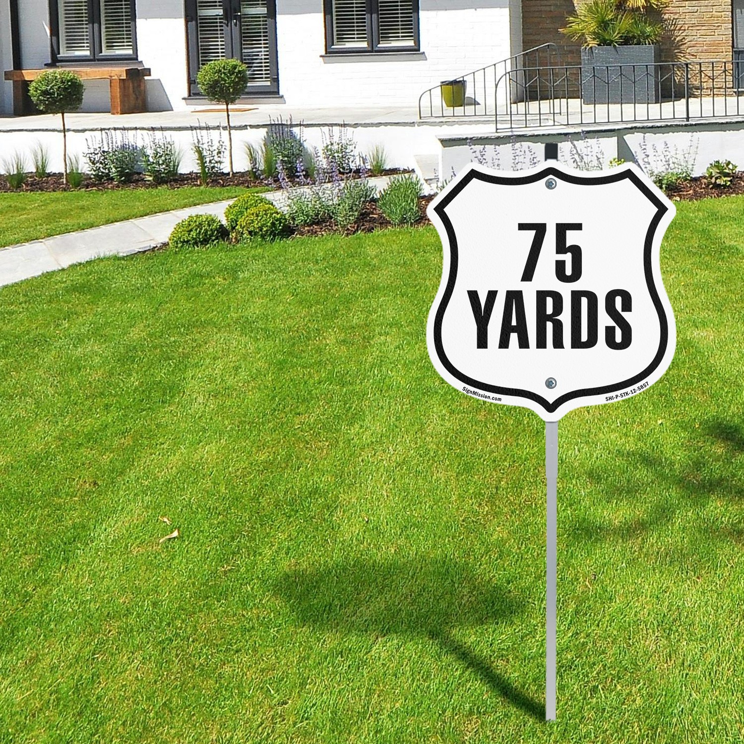75 Yards Golf Course Running Race 5k Shield Shaped Sign With Stake