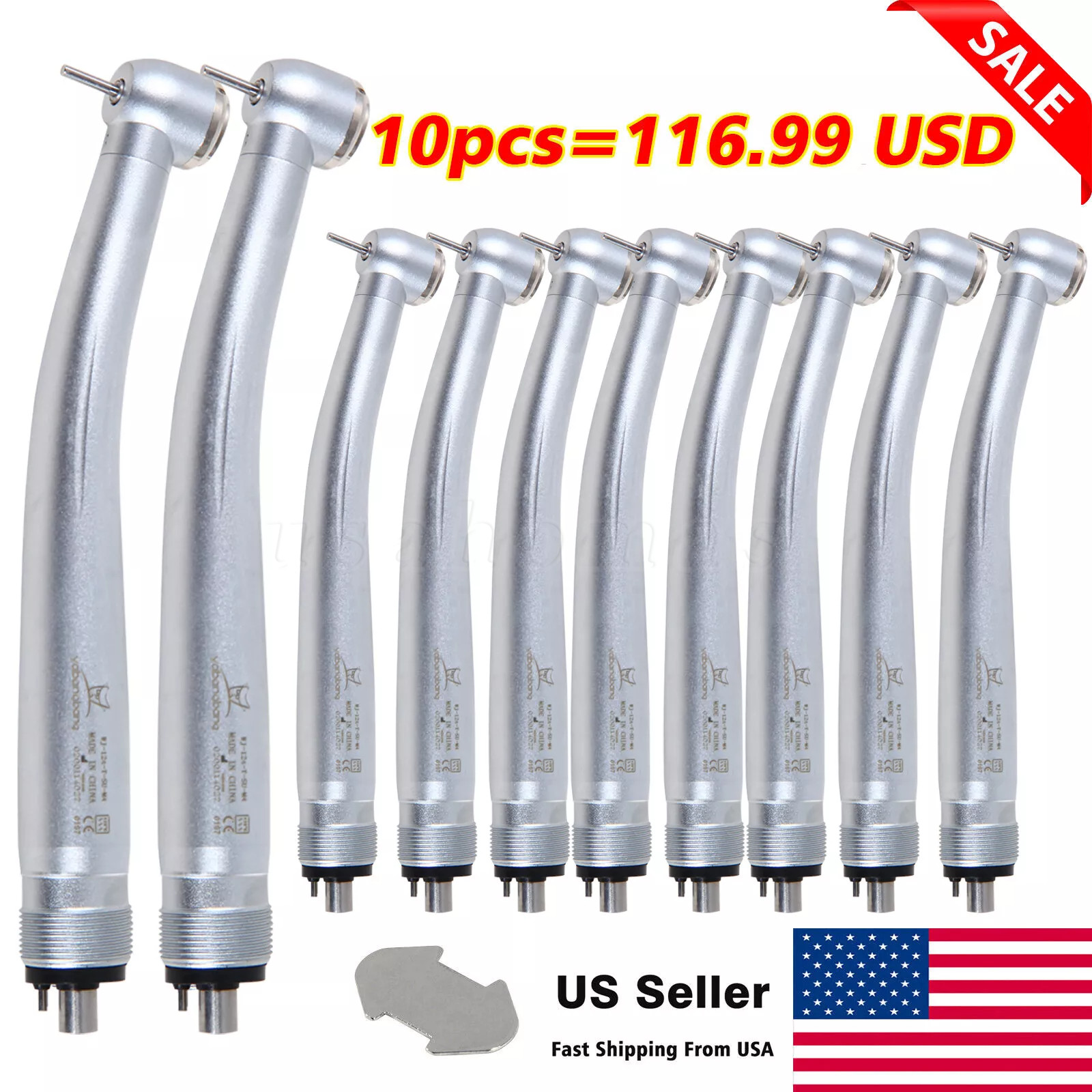 10 Packs NSK Style Dental High Speed Handpiece Push Button 4Hole Air Turbine USA