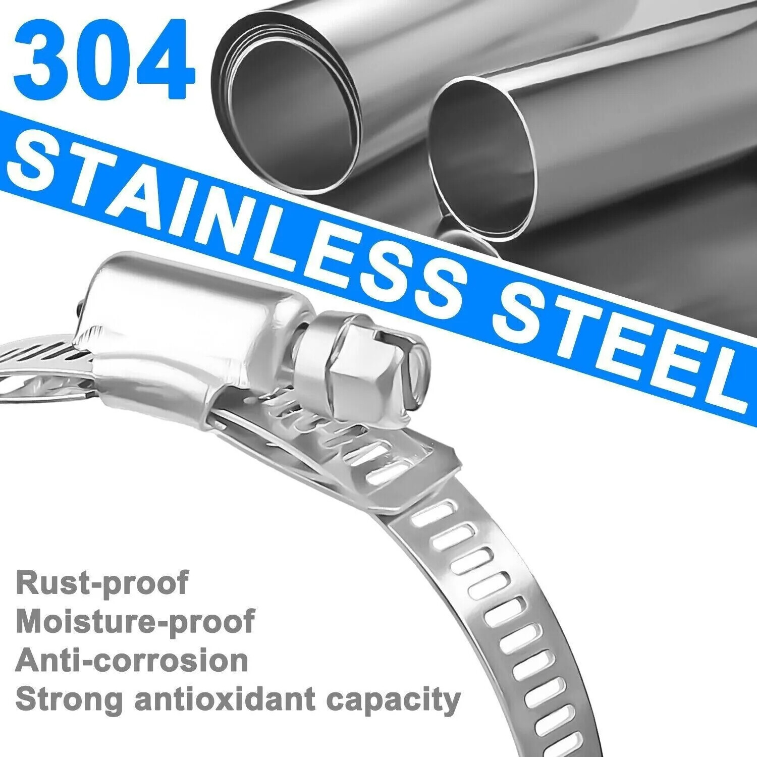 Adjustable Large Hose Clamps Worm Gear Stainless Steel Clamp Fasteners USA Sell