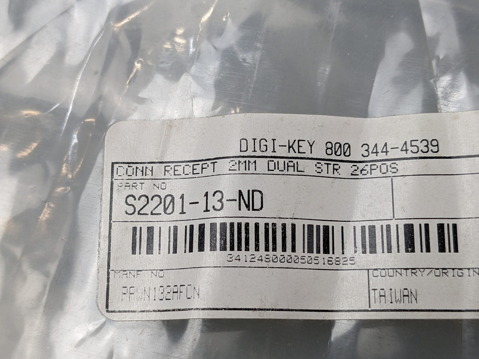 (4) Header Receptacle Connectors, 13×2, 2MM, Sullins PPPN132AFCN
