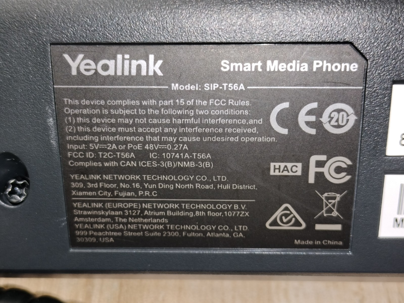 LOT OF 2 – Yealink SIP-T56A Android Smart Media IP Phone Color Touchscreen VoIP