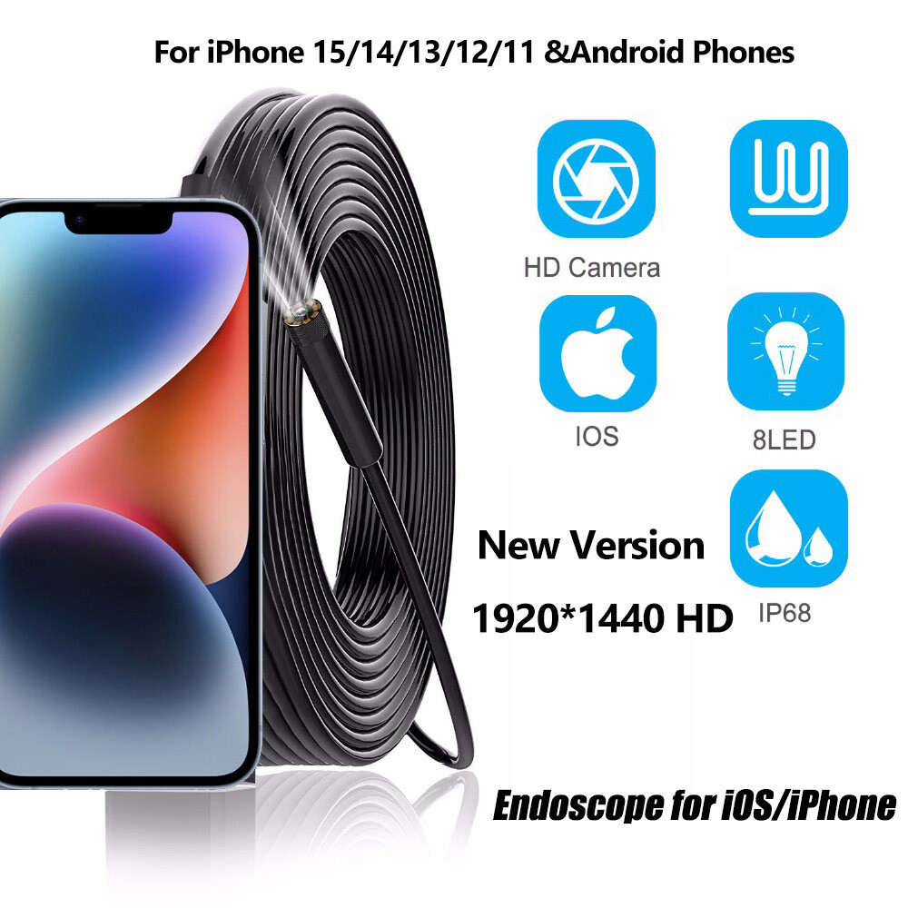 USB-C Direct Plug To iPhone 15 Android iOS Borescope Endoscope Inspection Camera
