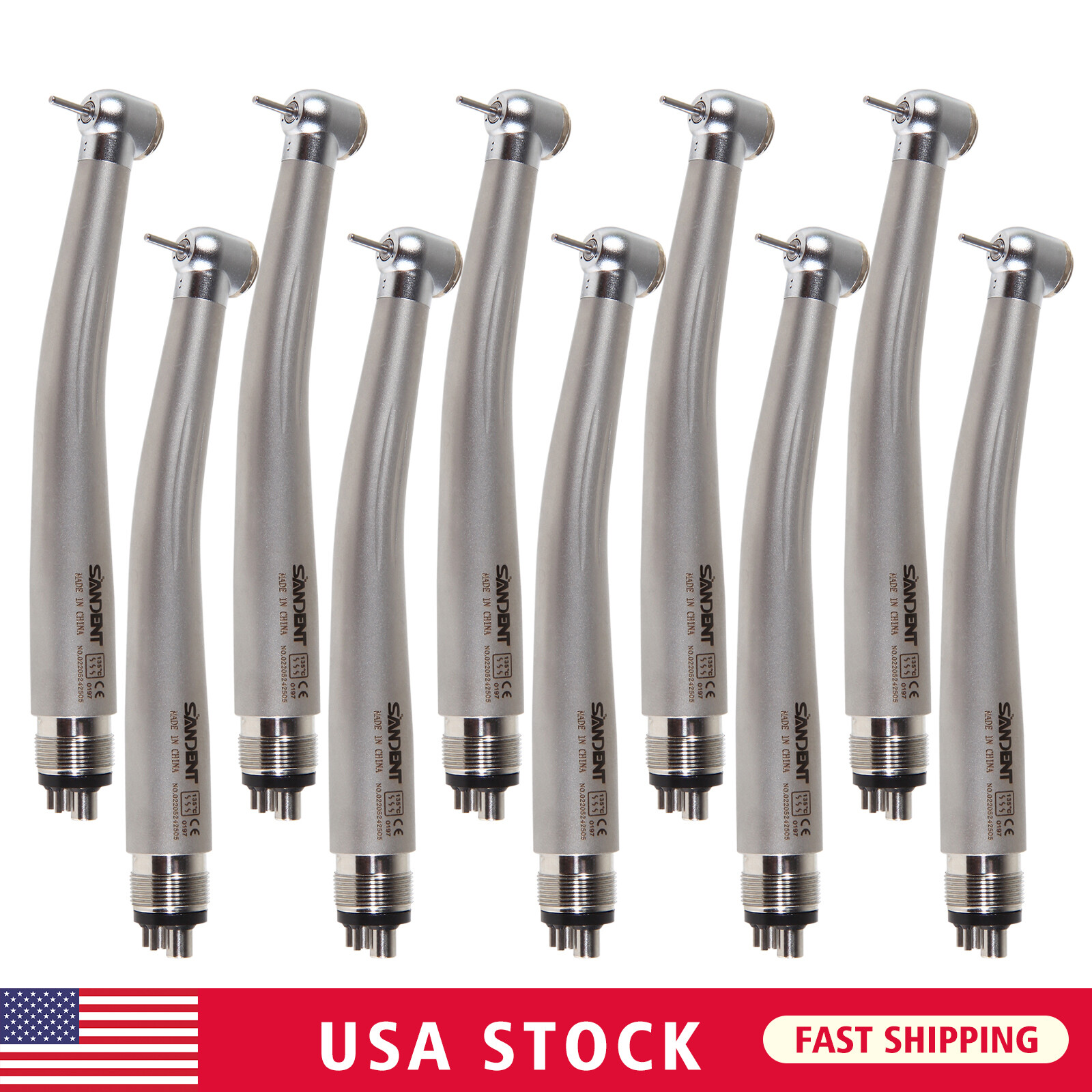1-10 Packs SANDENT Dental High Speed Handpiece Standard Push Button 4 Holes