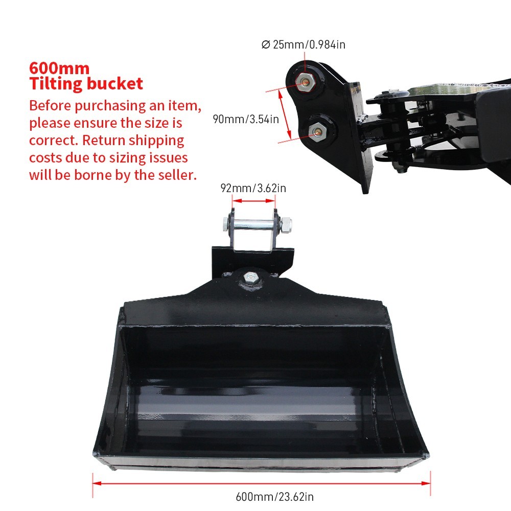 Brand New 600mm Tilting Bucket 1Ton Mini Excavator Hydraulic Attachment US Stock