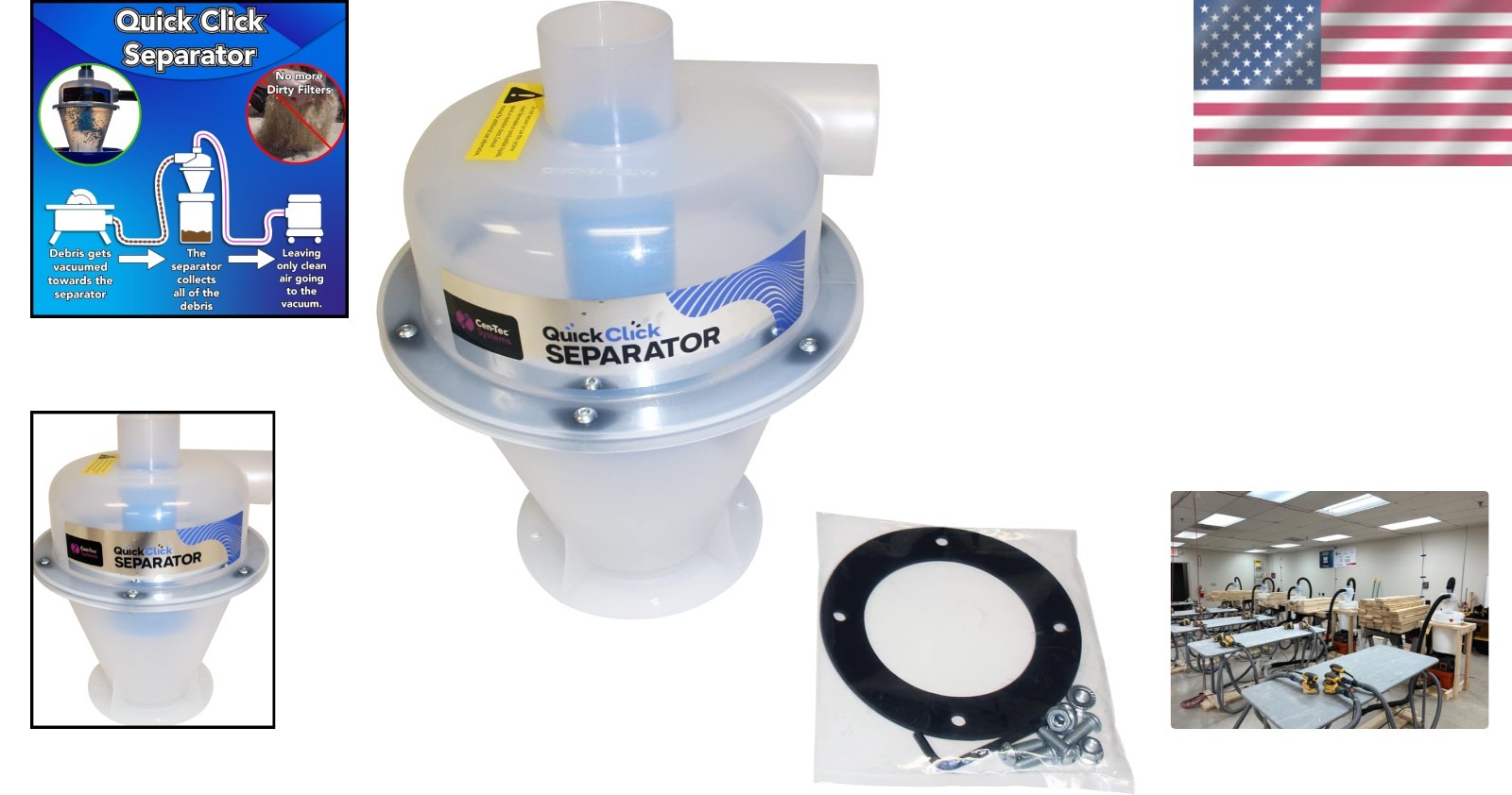 Compact Quick Click Dust Collection Separator for Improved Filtration – 3.4 lbs