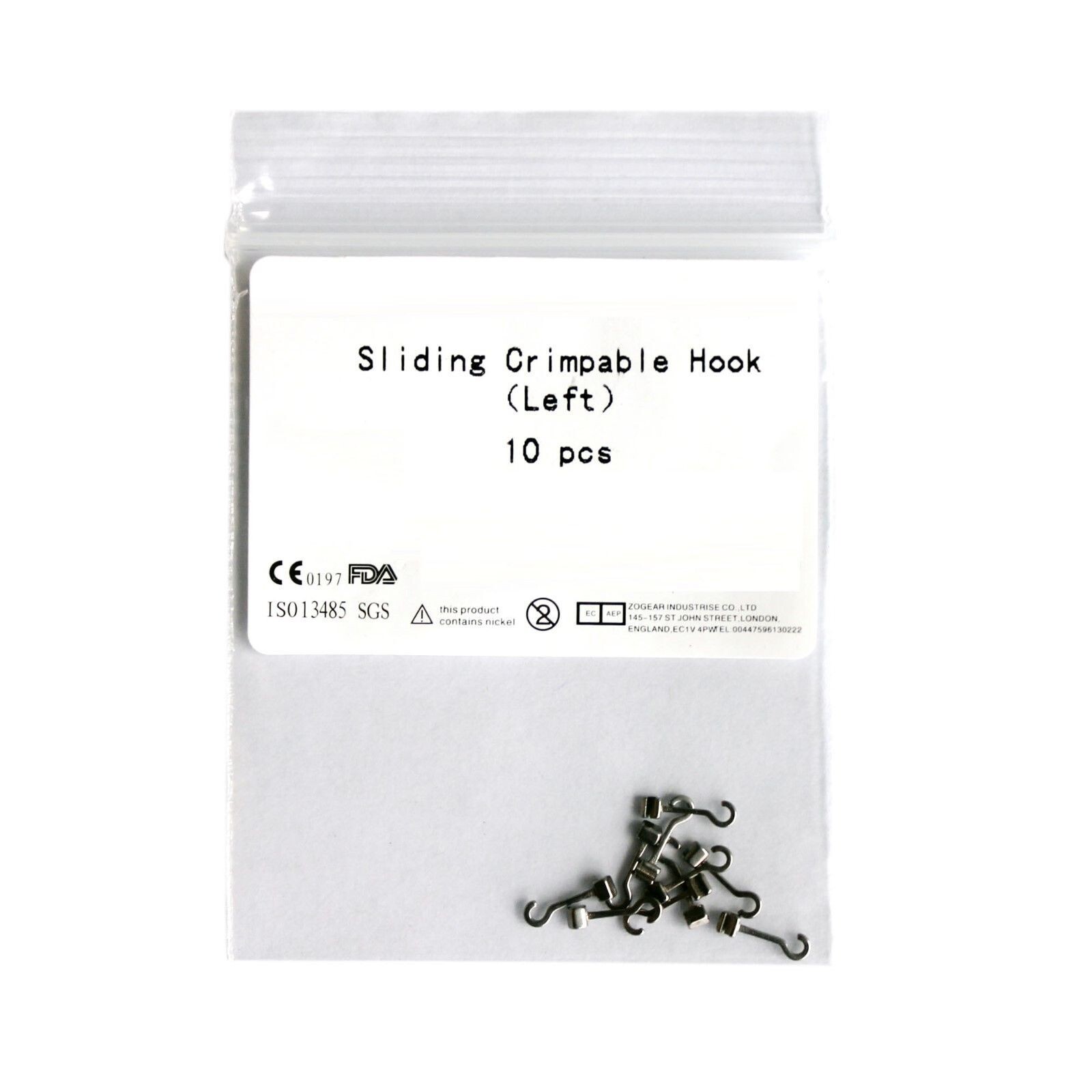 10 Pcs 1 Pack Dental Crimpable Hooks Size Long Curved Left Fix On Wires Hook