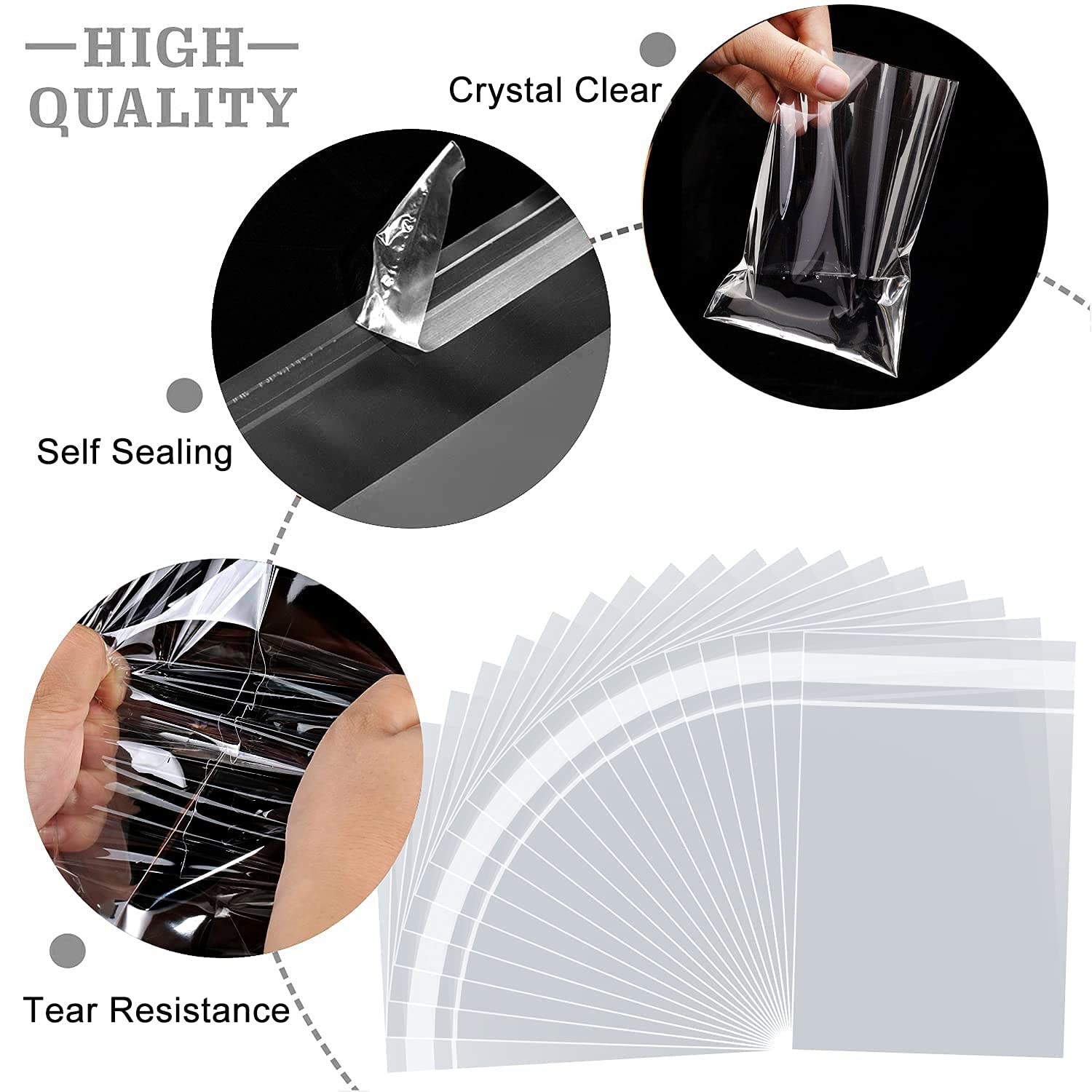 Self Sealing Cellophane Bags 100 Pcs 4.5×9.5 Inch Cookie Seal Gift Wrapping