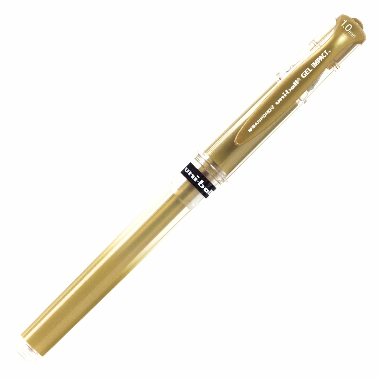 60767 Uniball Gel Impact Rollerball Pen, Bold 1.0mm, Metallic Gold, Pack of 2