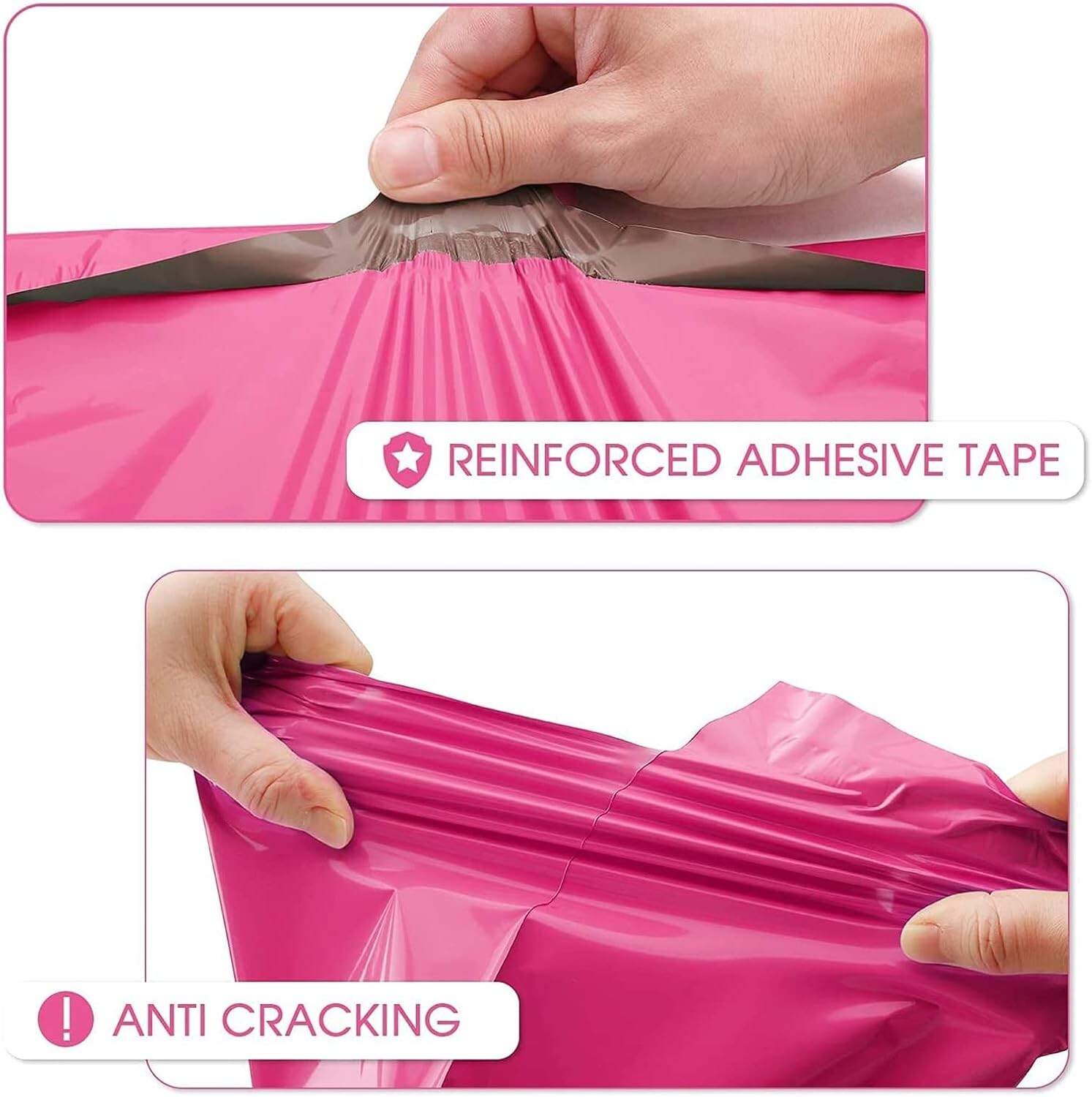 500 Poly Mailers 14.5×19 Large Shipping Bags for Clothing Mailing Poly Bags Pink
