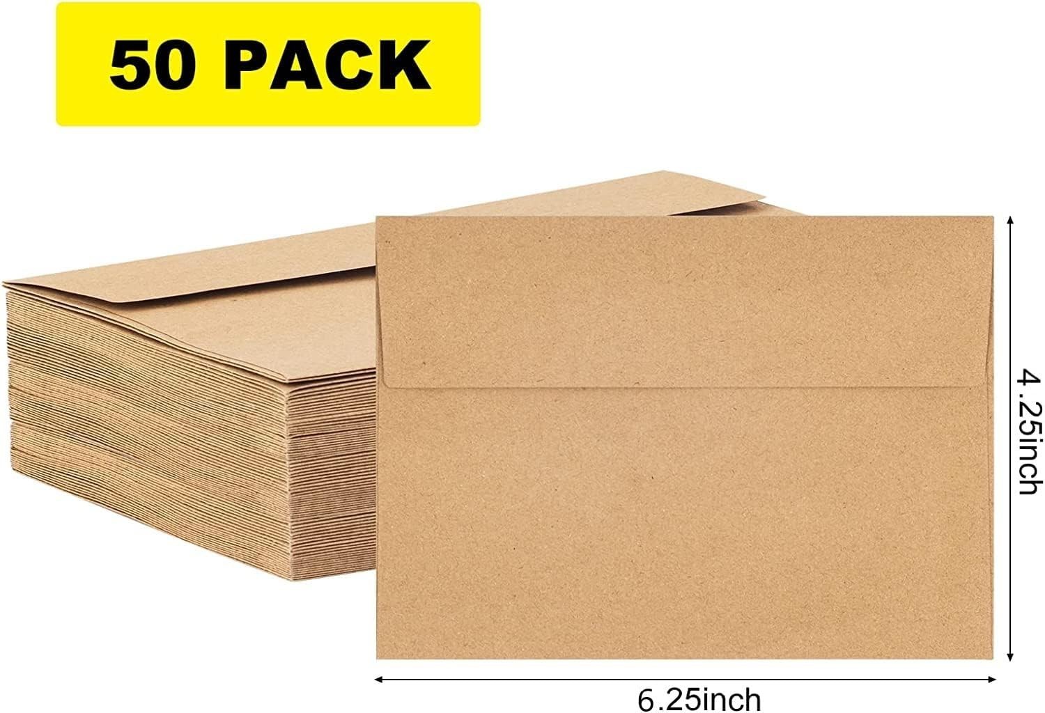 50 Pack Kraft Envelopes 4 X 6 Inch Brown Envelopes,A4 Envelopes, Card Envelopes,