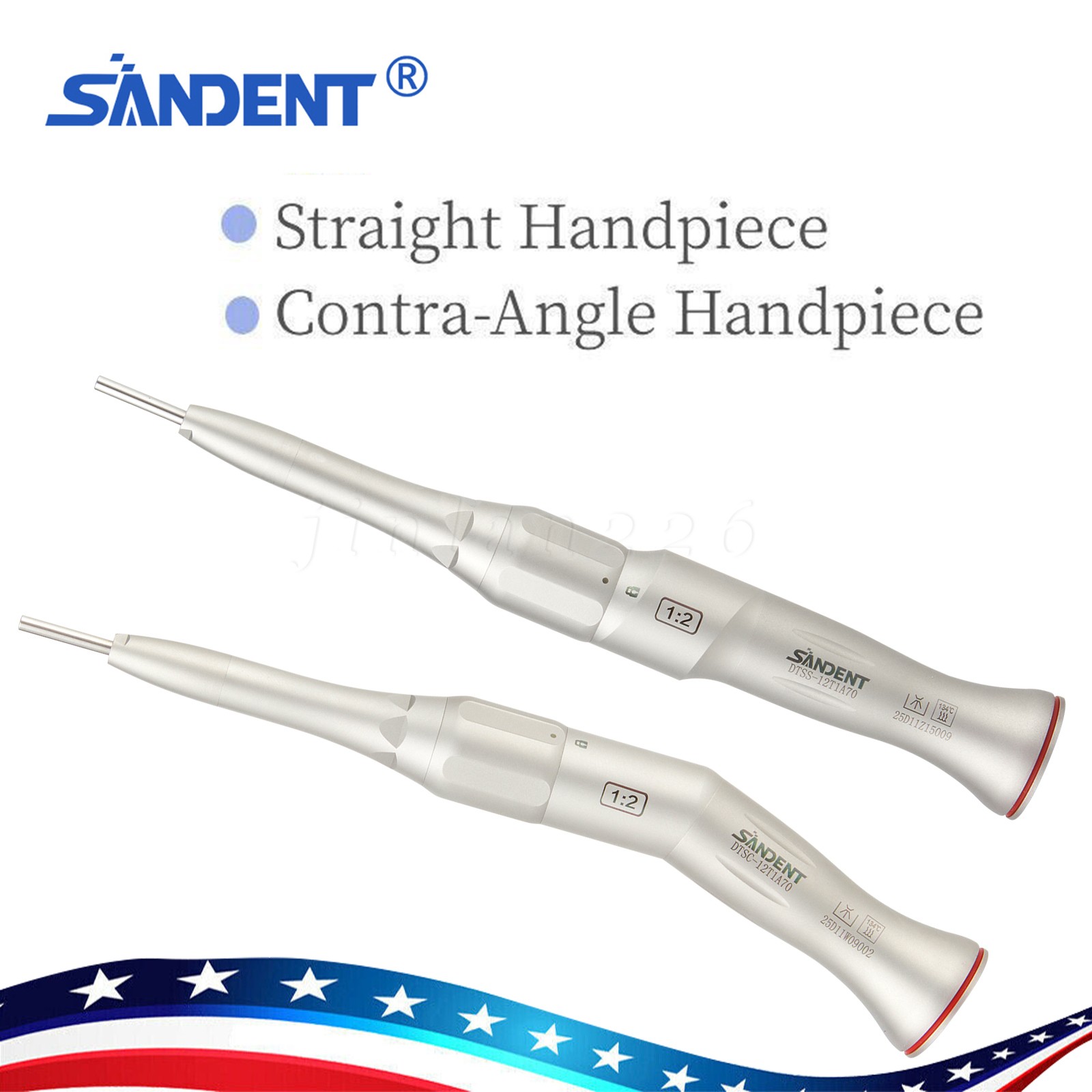 Dental 1:2 Surgical 20º Contra Angle/Straight Handpiece Fit 45mm/70mm