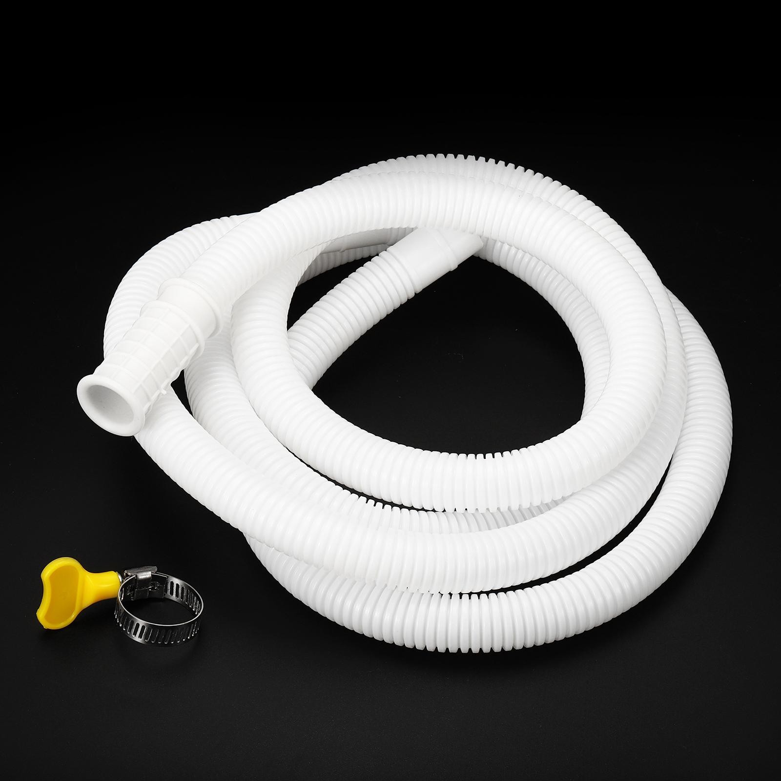 Universal Air Conditioner Drain Hose AC Units 16mm ID 6.6ft with Clamp White