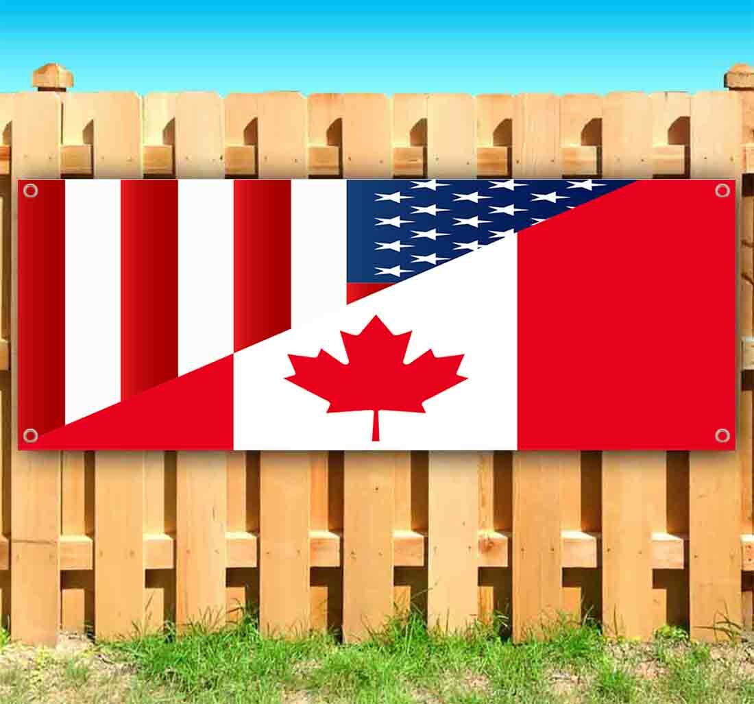 AMERICAN CANADA Advertising Vinyl Banner Flag Sign Many Sizes PATRIOTIC FLAG