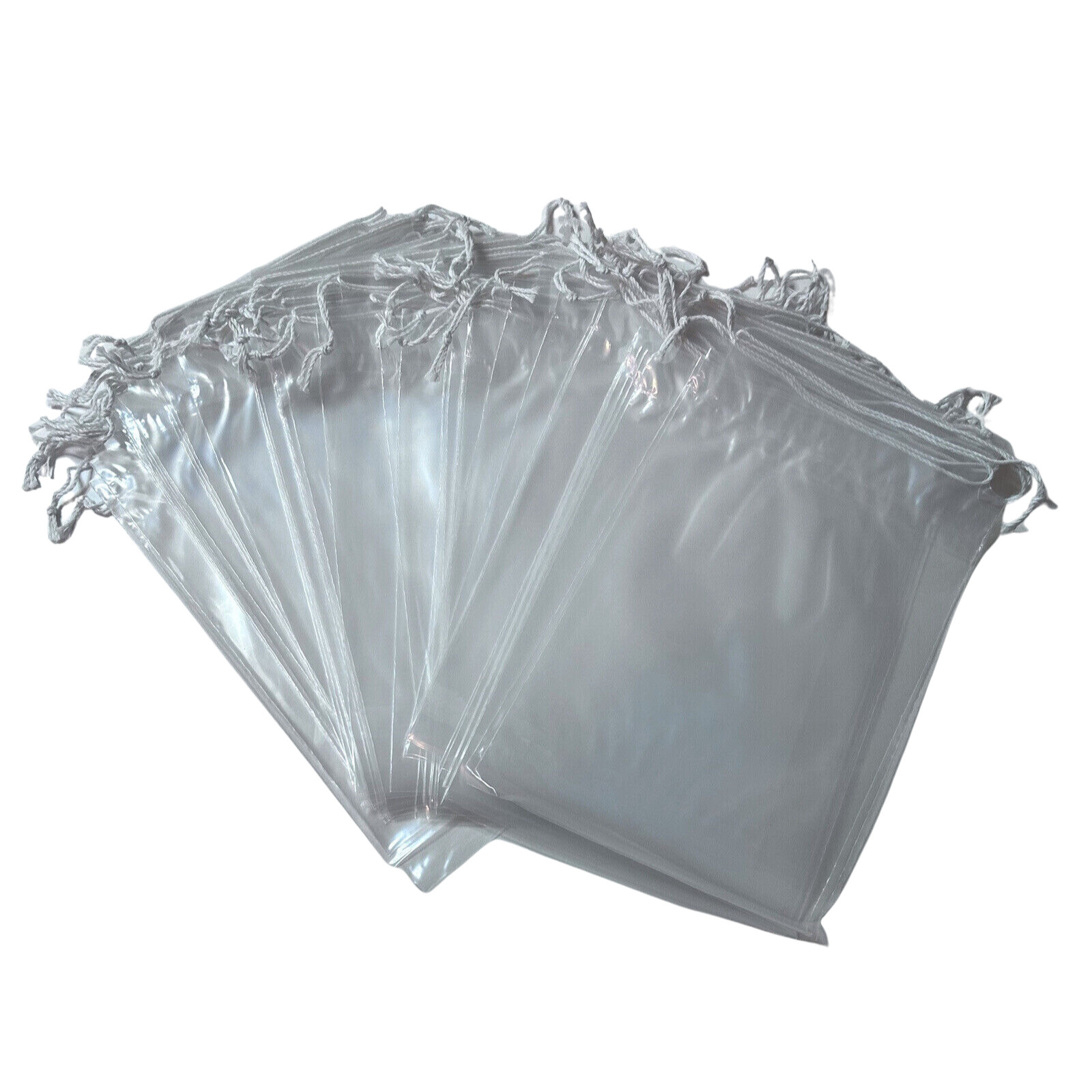 Poly Plastic Bags Double Drawstring Clear 2 MIL High Clarity (50 Qty 5″ x 8″)
