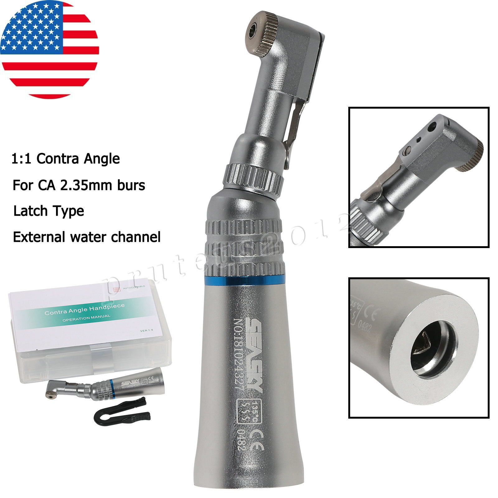 1-10 SEASKY Dental Slow Low Speed Handpiece Contra Angle Latch E-Type / RA Burs