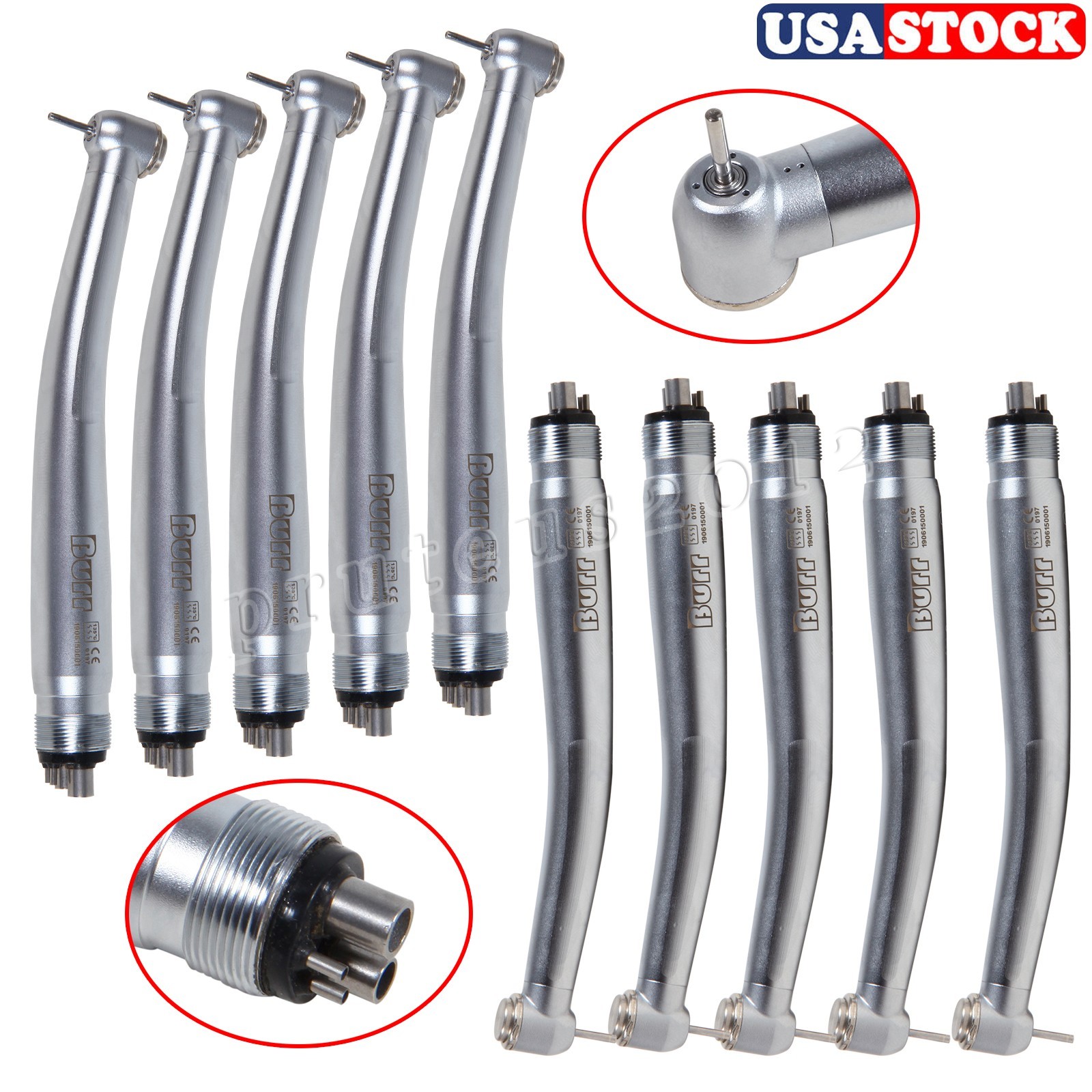 10pcs NSK PANA MAX Style Dental High Speed Handpiece Turbine Push Button 4 Hole