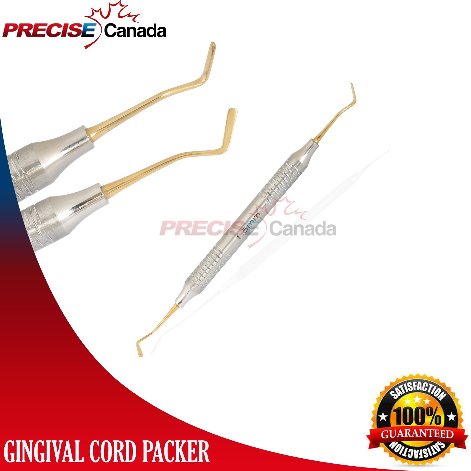 3Pcs Cord Packer Dental Gingival 1.5mm Retraction NON-SERRATED Dental Instrument