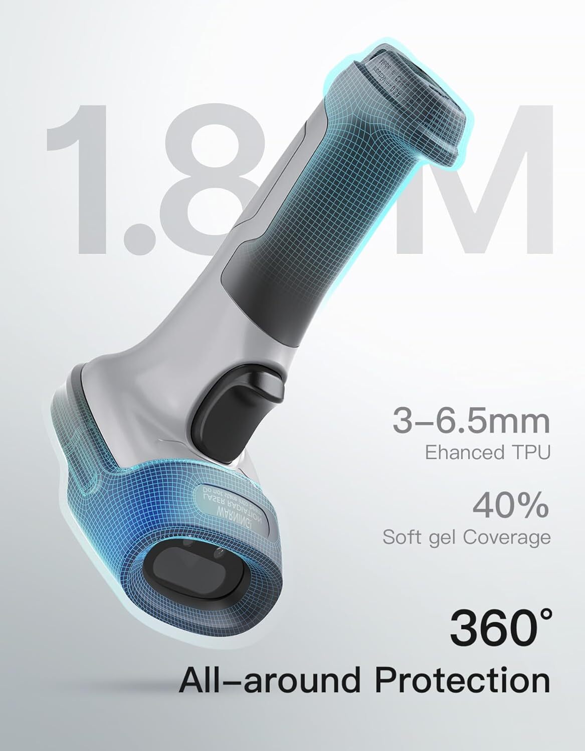 Inateck 2D Barcode Scanner Wireless Bluetooth QR Code Scanner W/ AI APP & SDK