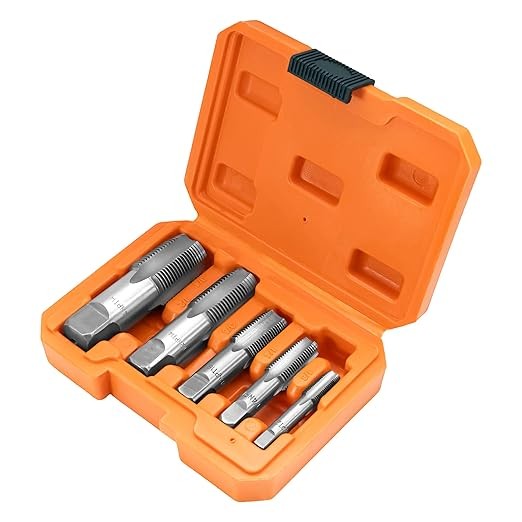 HFS(R) 5PCS NPT Pipe Tap Set ，1/8″, 1/4″, 3/8″, 1/2″ and 3/4″ Accurate Threads