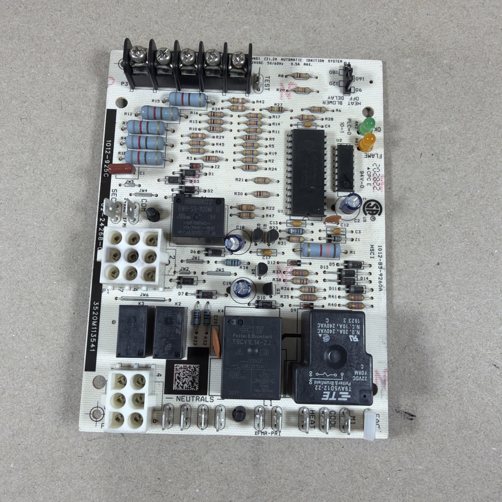 Rheem Ruud 1012-925C Furnace Control Circuit Board 62-24268-03 1012-83-9260A