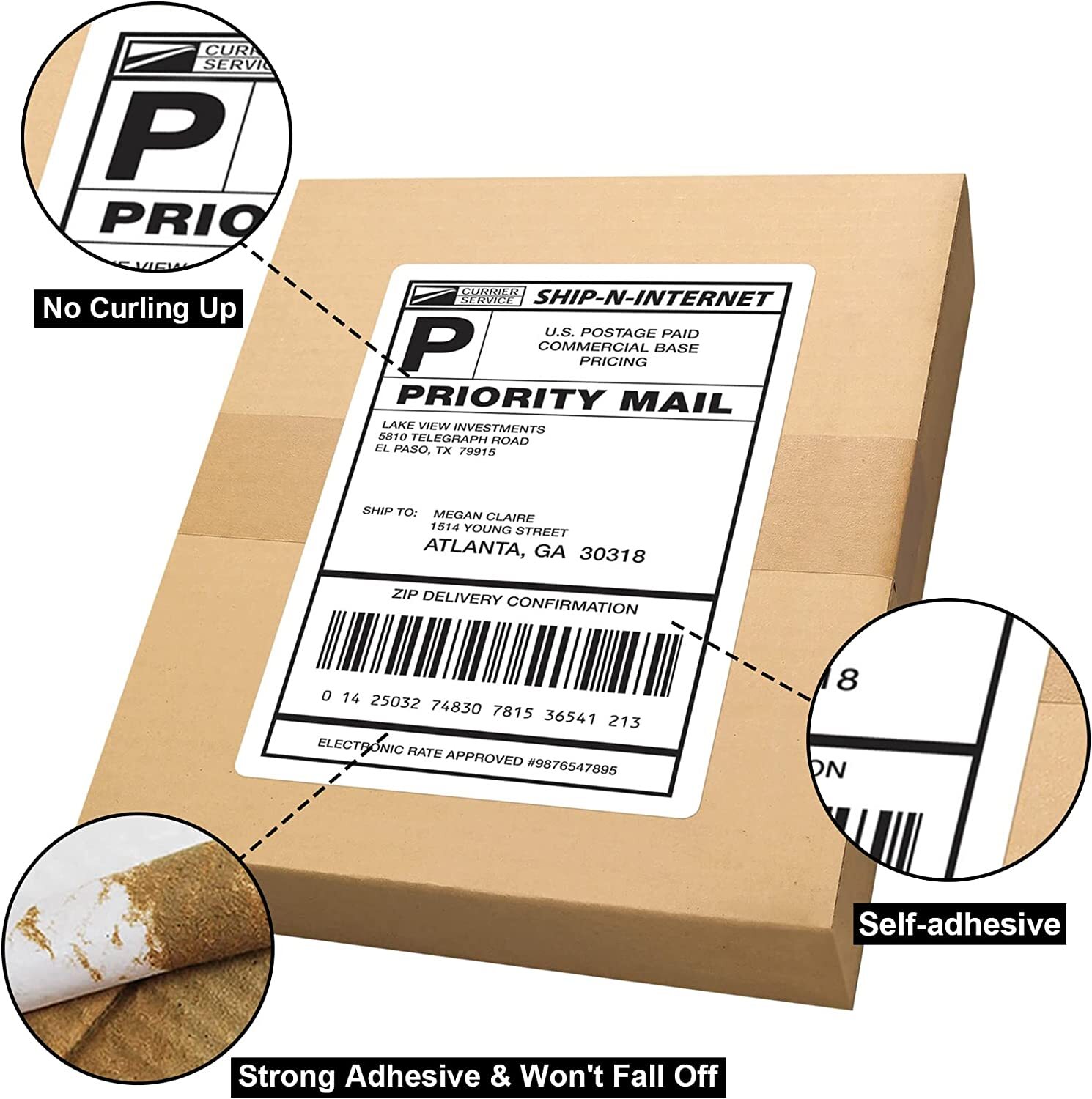 1000 Shipping Labels 8.5×5.5 Half Sheet Self Adhesive 2 Per Sheet Rounded Corner