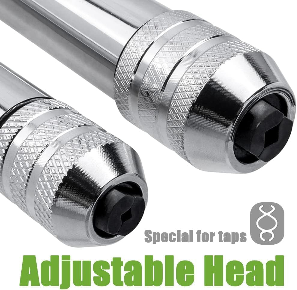 US Stock 2Pcs Ratchet T Handle Tap Wrench, Adjustable Bar Holder Ratcheting Tap