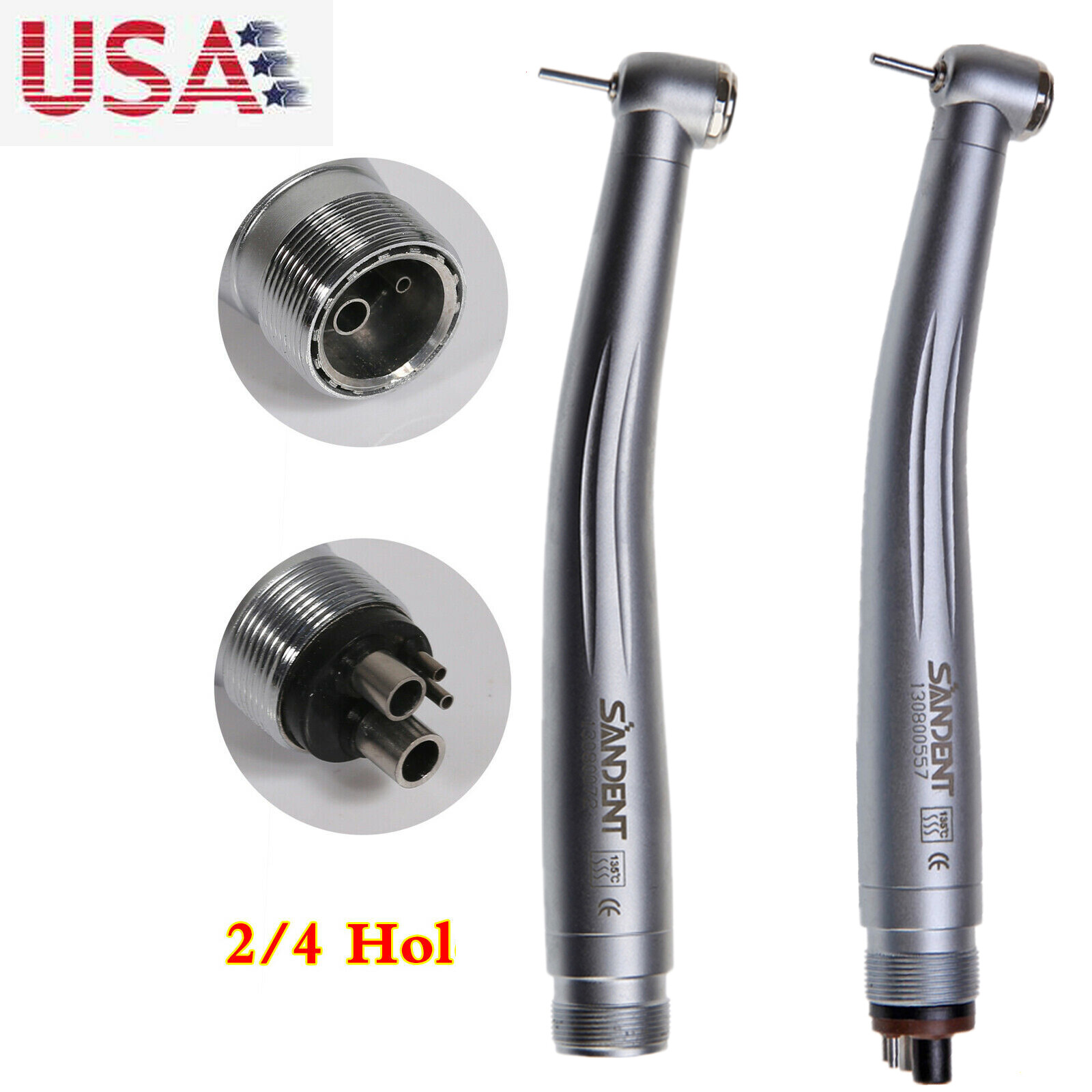 SANDENT NSK Style Dental High Speed Turbine Handpiece Push 2/4Hole Standard Head