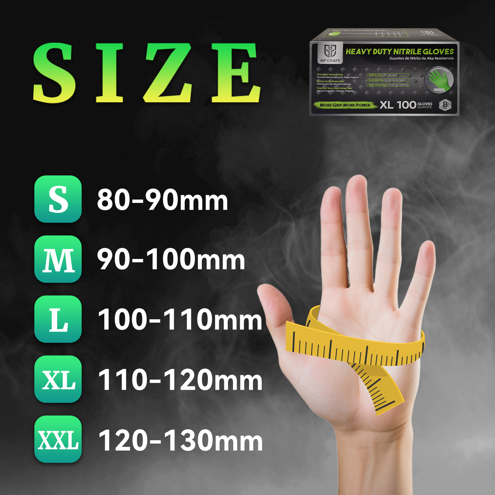 GP Craft Green Nitrile Gloves Disposable Latex-Free (100/count) 8 Mil Thick