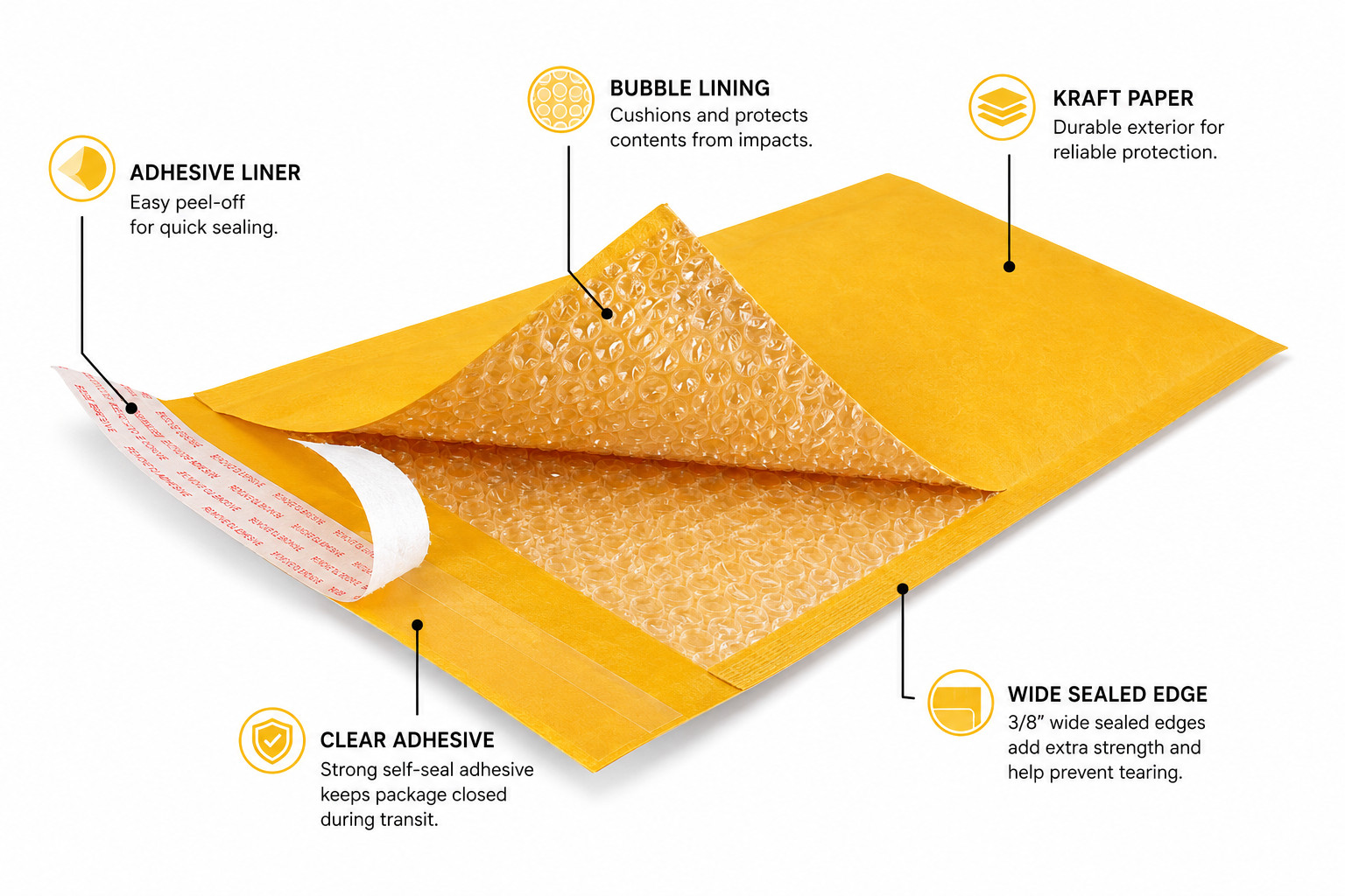 Kraft Bubble Mailers Padded Shipping Envelopes Self Seal Mailing Bags Any Size