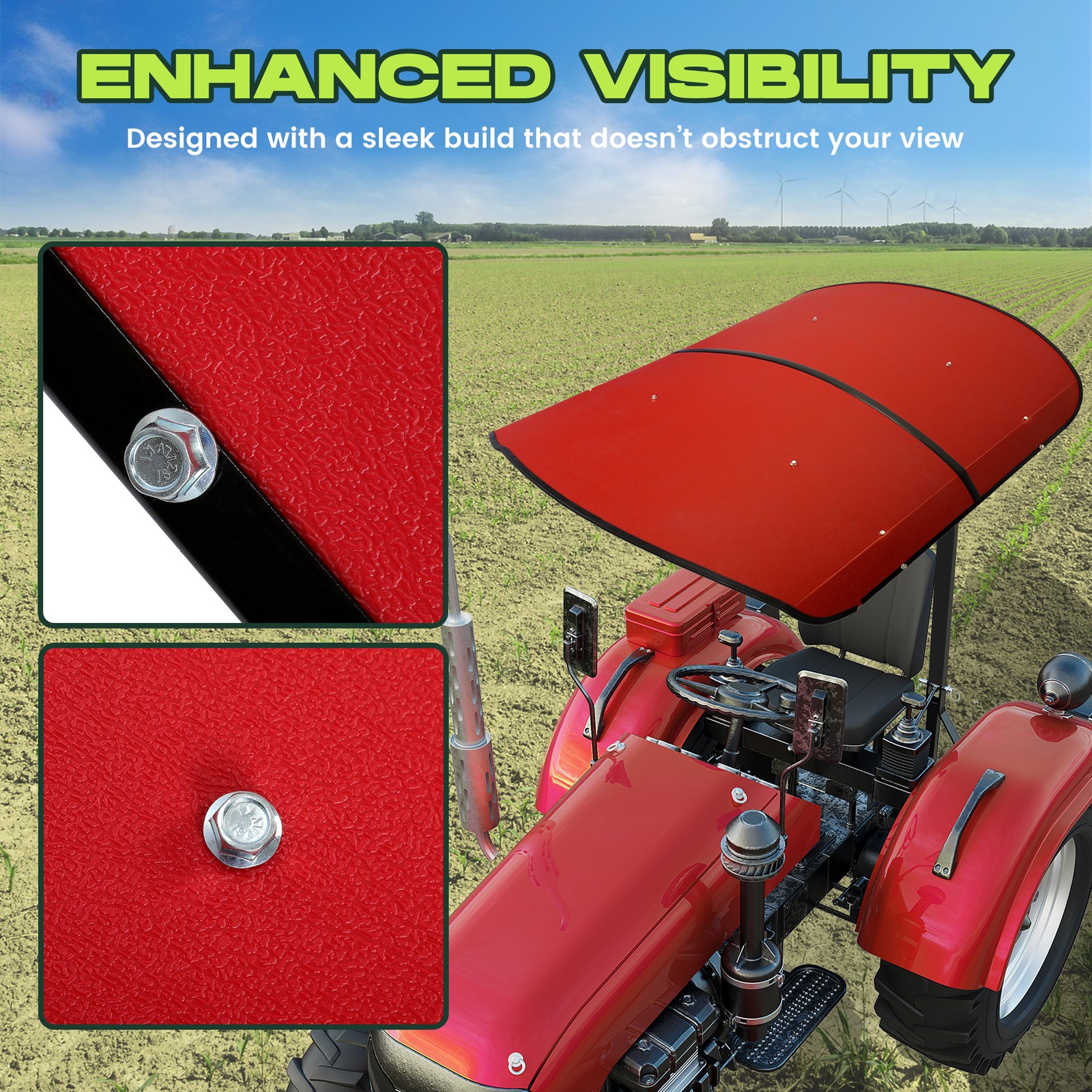 Red 52″ X 52″ Tuff Top ROPS Canopy For Tractor and Mowers Umbrella