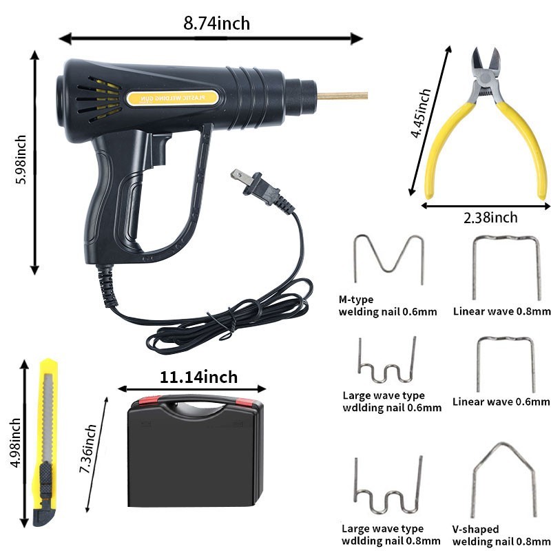 Upgrade Plastic Welder Soldering Hot Stapler Bumper Repair Welding Gun 1200Nails