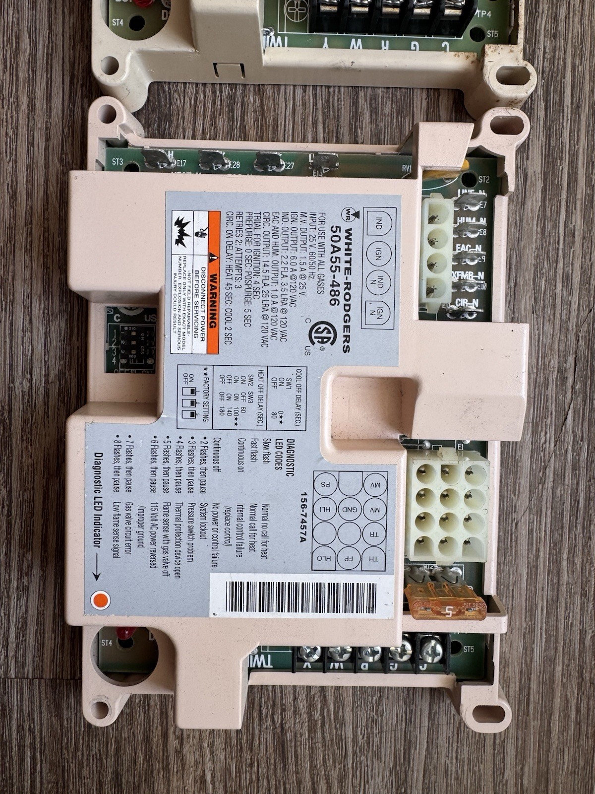 White-Rodgers Furnace Control Board 50A55-486 156-7457A 120V 10A (2 for 80)
