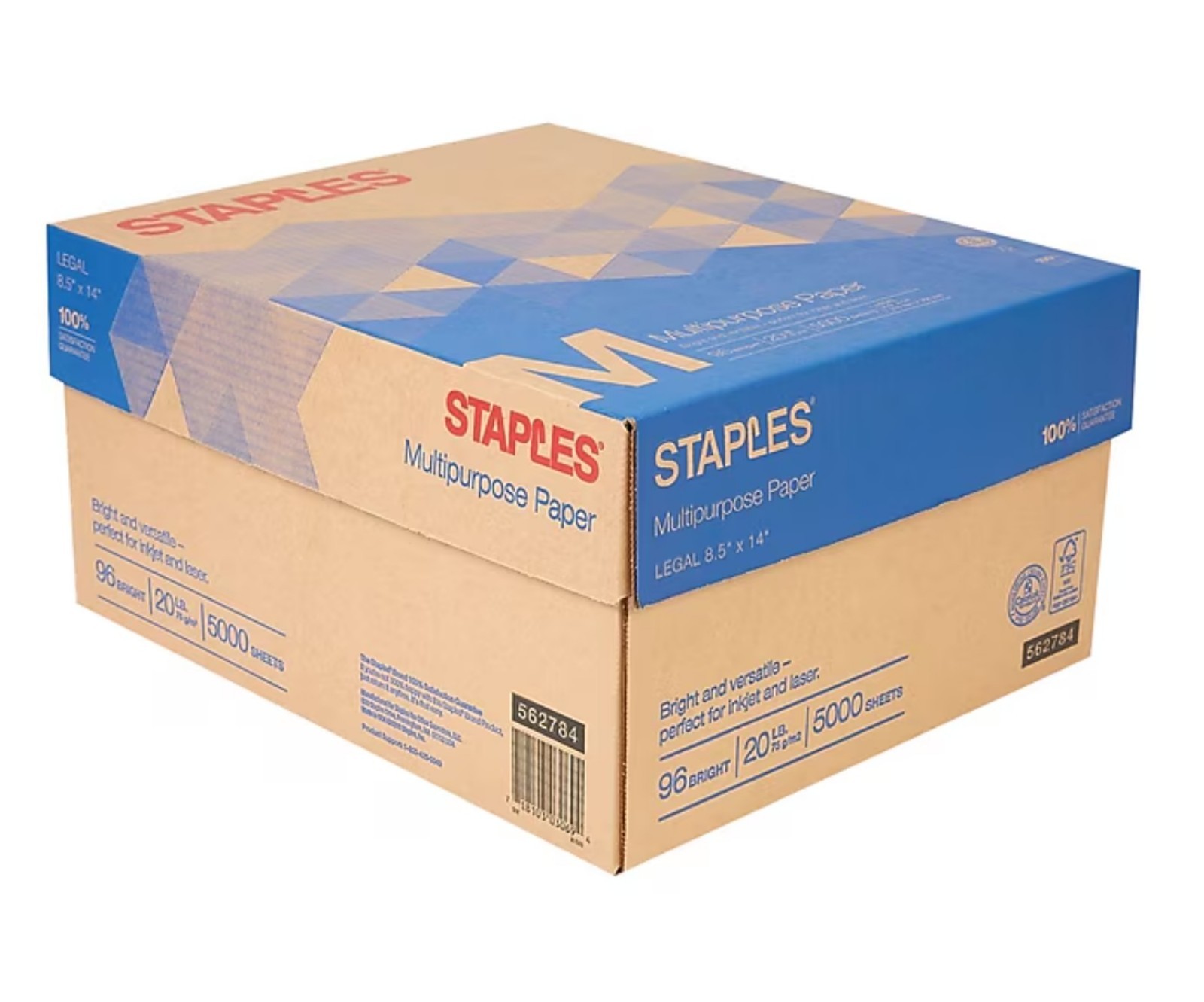 Staples 8.5″ x 14″ Multipurpose Paper, 20 lbs., 96 Brightness, 500/Ream, 10 Ream