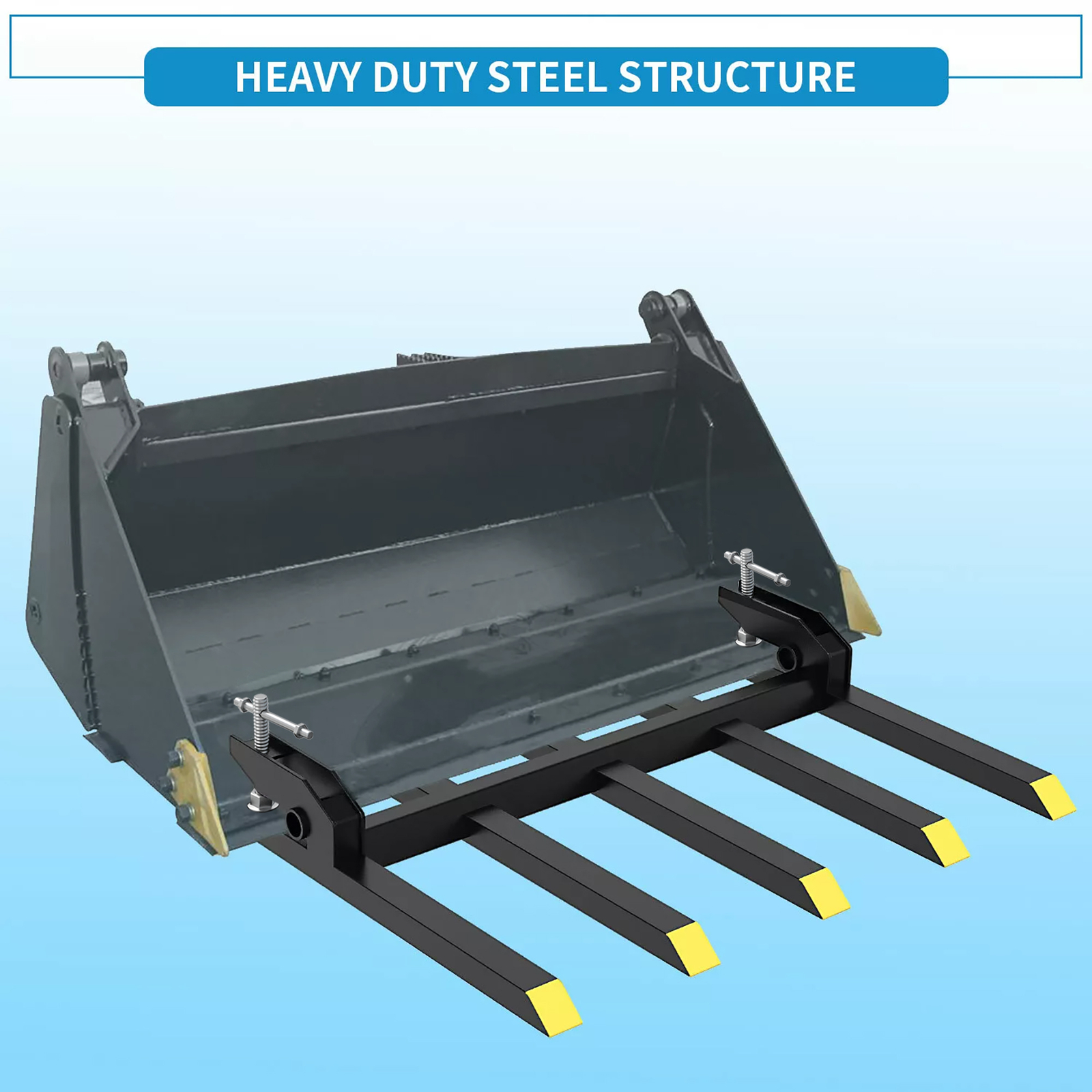 42″ Clamp Debris Forks Tractor Skid Steer Loader Bucket Pallet Forks Heavy Steel