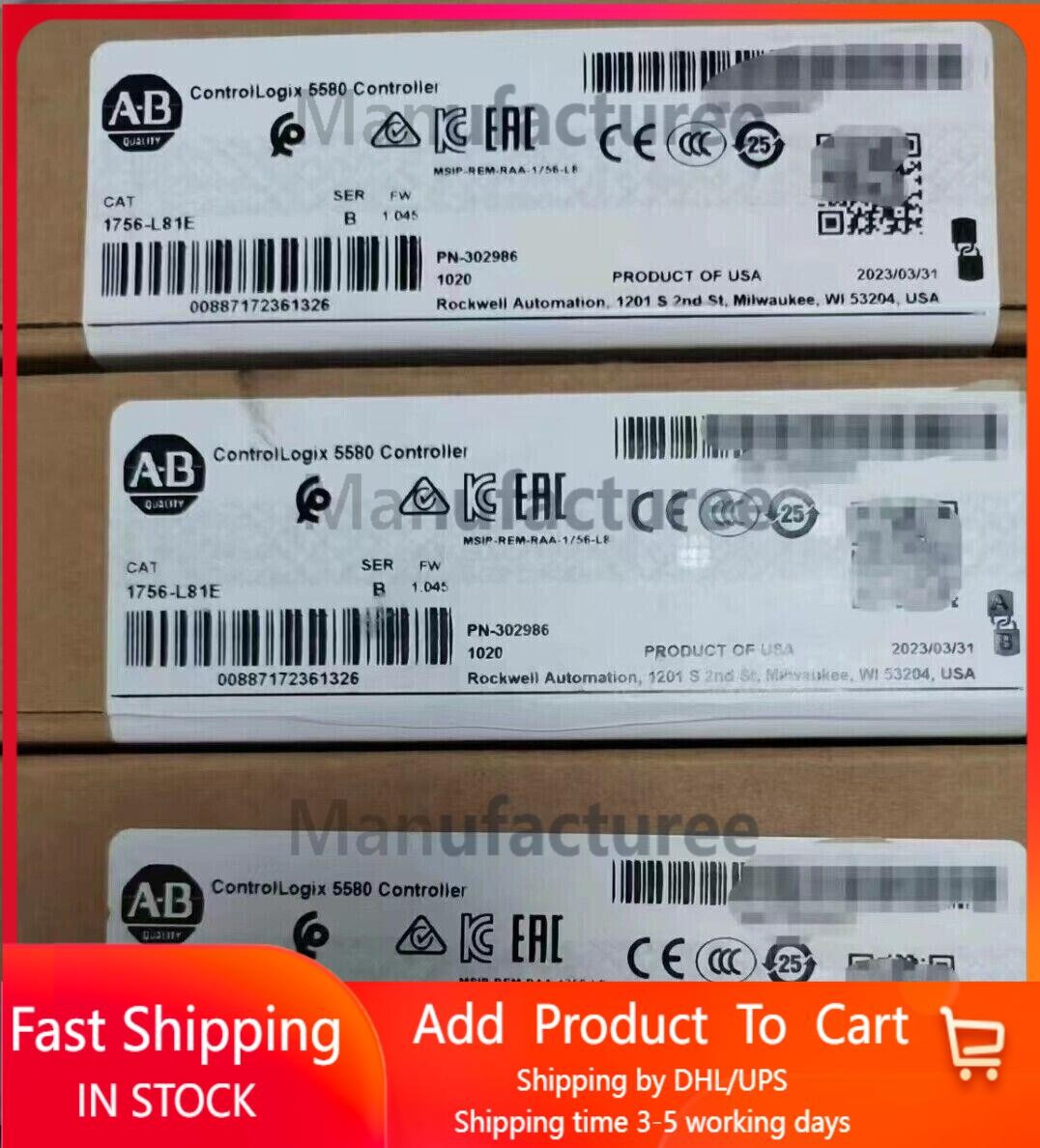 New Sealed Allen-Bradley 1756-L81E /B ControlLogix 5580 Processor 3MB 1756L81E