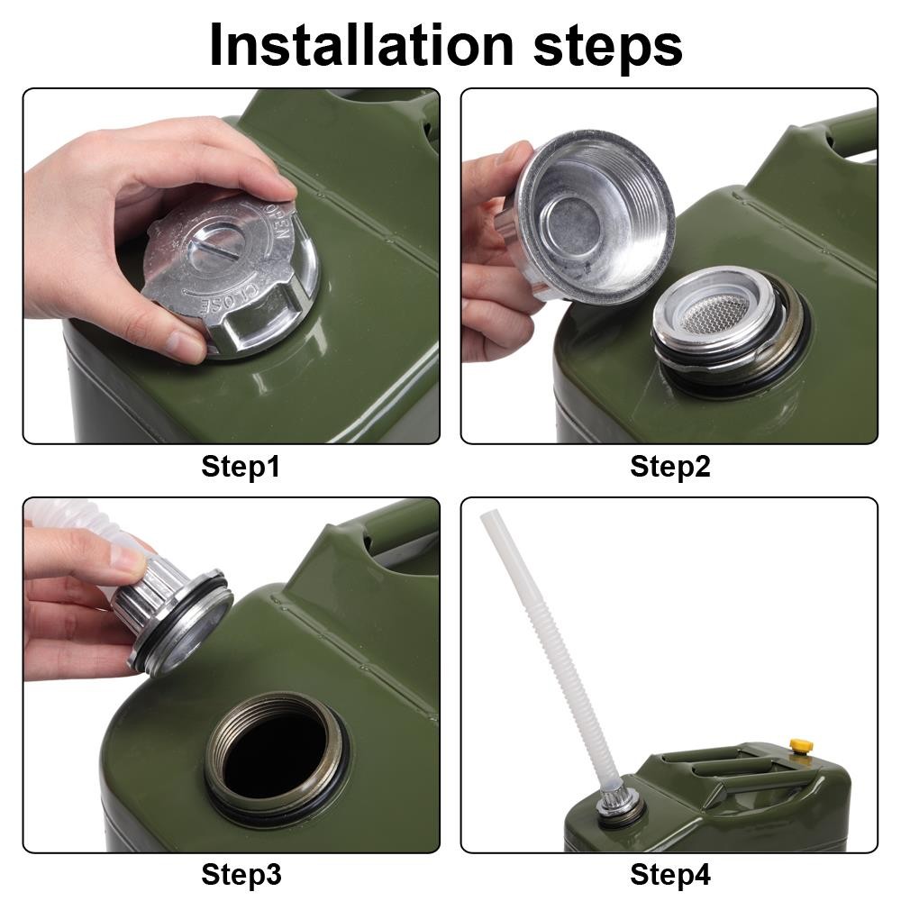 Durable Army Green 20L 5Gallon Gas Fuel Can Fuel Gasoline Steel Tank with Spout