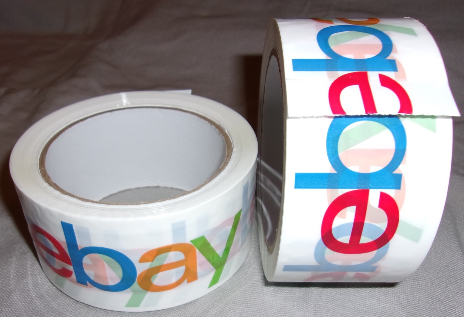 Lot TWO rolls EBAY BRANDED shipping/packing tape COLOR LOGO 2 inches x 75 yards