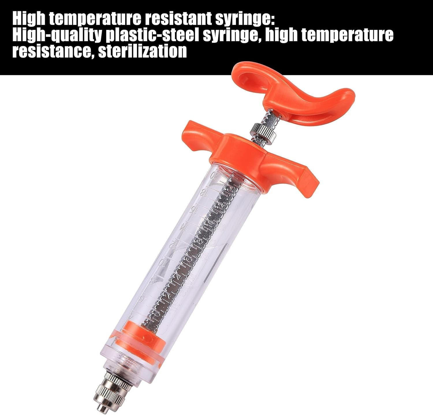 20ML Animal Drenching Syringe, 2 Nozzles, Adjustable Dosage, Reusable, Suitable