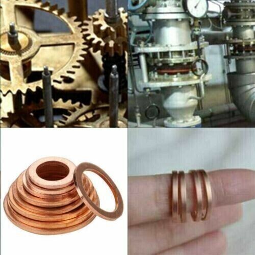 200PCS Solid Copper Crush Washer Gasket Set Flat O-Ring Seal Assortment Kits US