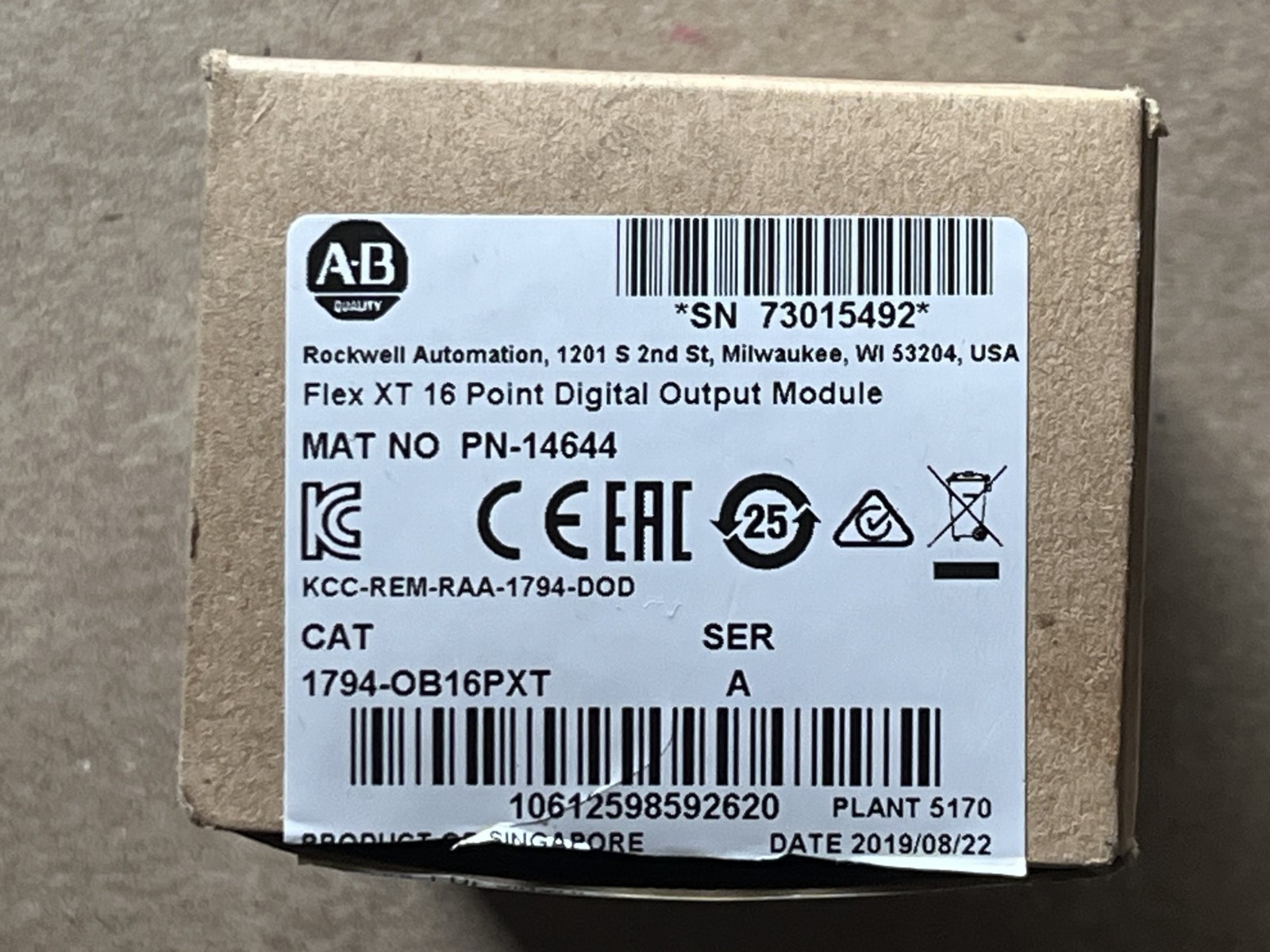 ALLEN BRADLEY 1794-OB16PXT Flex XT 16 Point Digital Output Module