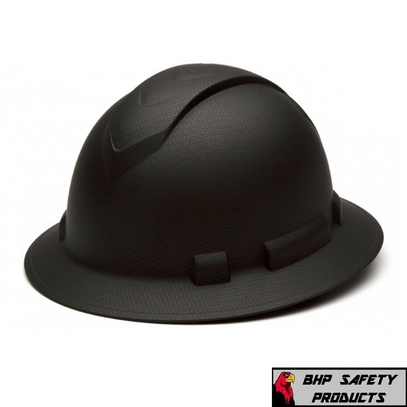 Pyramex HP54117 Ridgeline Graphite Full Brim Black Hard Hat W/4 Pt Ratchet Susp