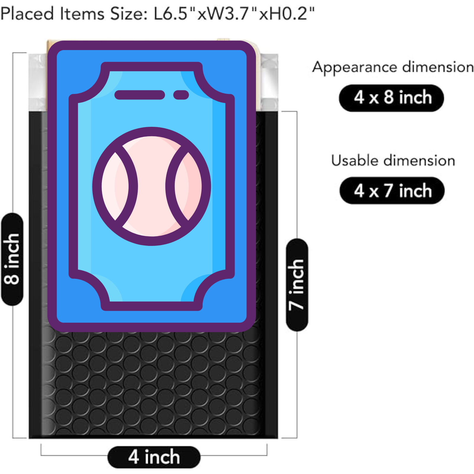 Bubble Mailers Trading Cards 4X8 Black Poly Padded Envelopes Waterproof 4″ x 8″