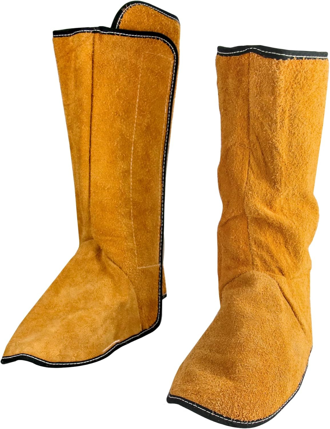 Leather Welding Boot Covers & Leg Gaiters, Heat/Spark Resistant, One Size Straps