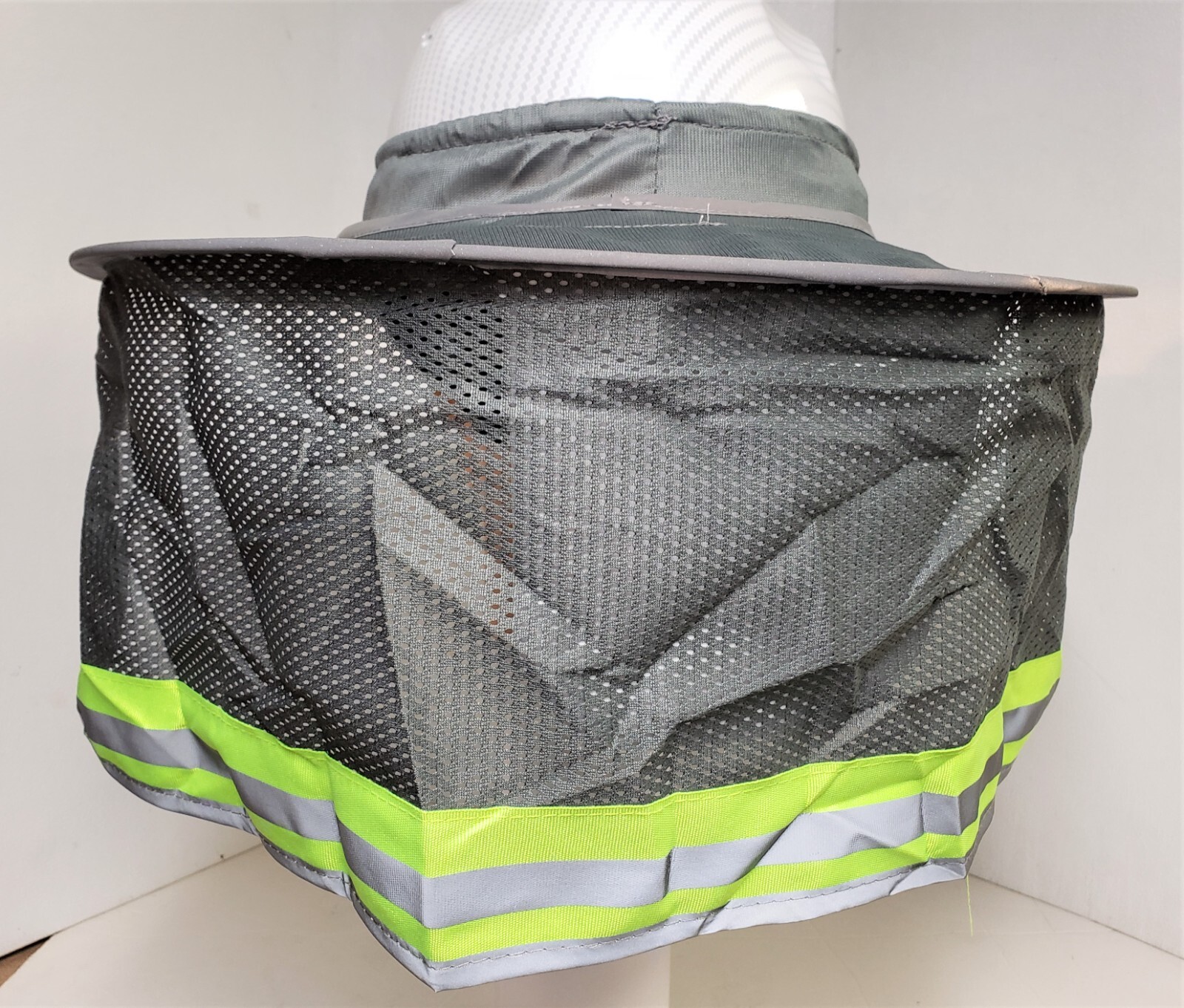 GRAY Hard Hat Sun Shade Visor Full Brim Mesh Neck HI VIS REFLECTIVE STRIPE