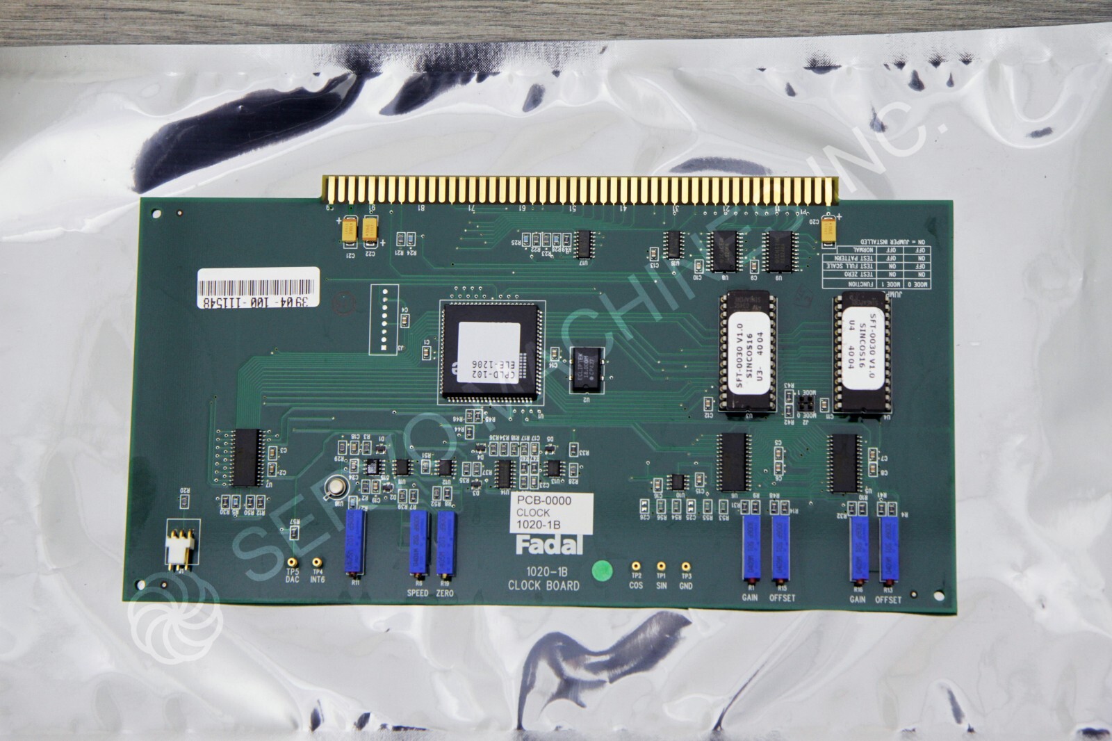 FADAL 1020-1B PCB-0000 CLOCK CARD WITH 1 YEAR WARRANTY