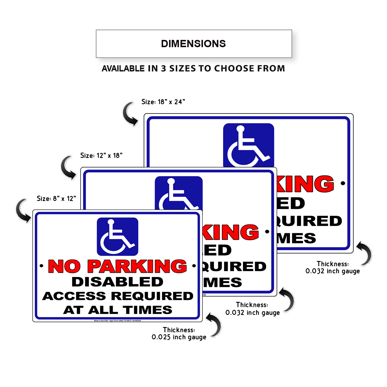 No Parking Disabled Access Required At All Times Novelty Aluminum Metal Sign
