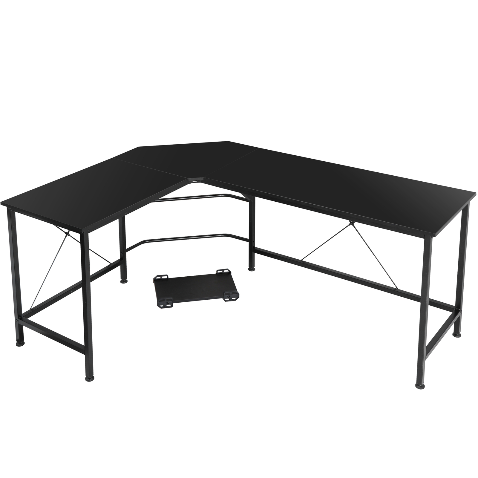L-Shaped Corner Computer Desk Gaming Desk PC Laptop Table Workstation Black 66″